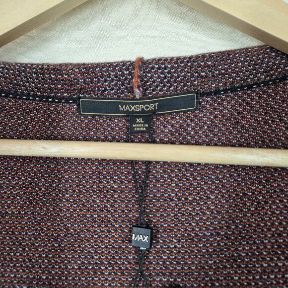 Max Sport Hooded Longline Cardigan XL Black Orange Open Front Pockets $368 SRP - Picture 11 of 16